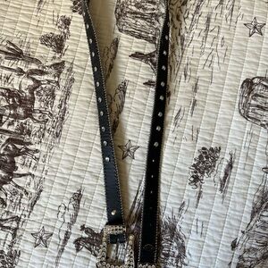 Black Studded Belt with Silver Buckle